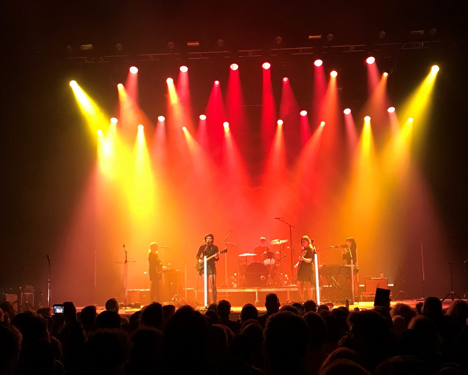 Rock band Sleater-Kinney perform at the Fox Theater in Oakland. Members are Katie Harkin, Carrie Brownstein, Angie Boylan, Corin Tucker and Toko Yasuda.